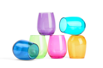 Acrylic Stemless Wine Glasses-Jewel Colors
