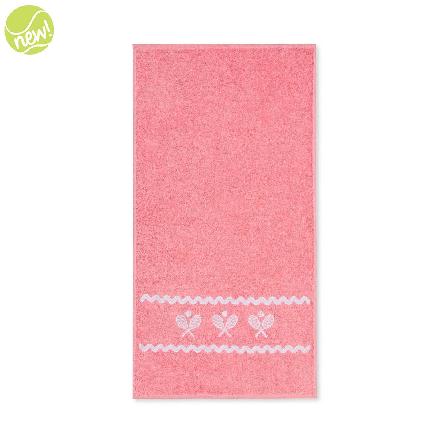 Swift Terry Towel: Light Pink Scalloped Crossed Racquets