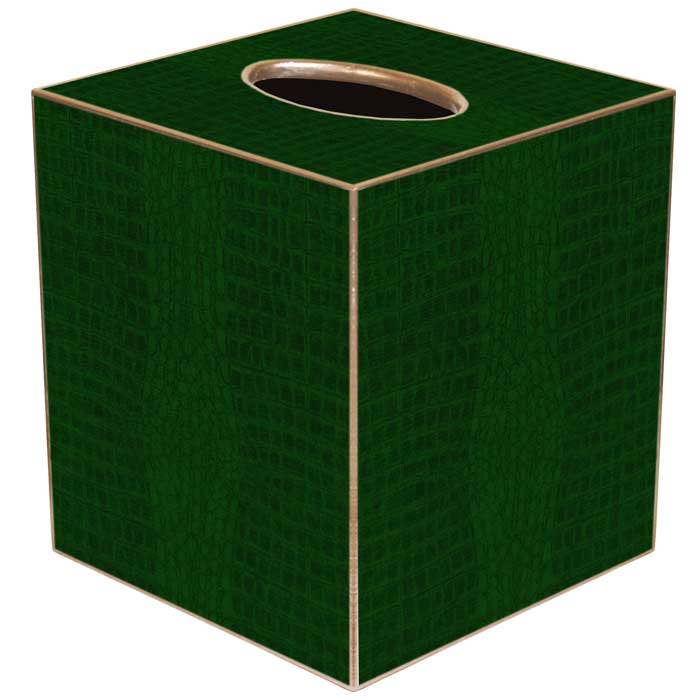 Green Crock Tissue Box Cover: Paper Mache