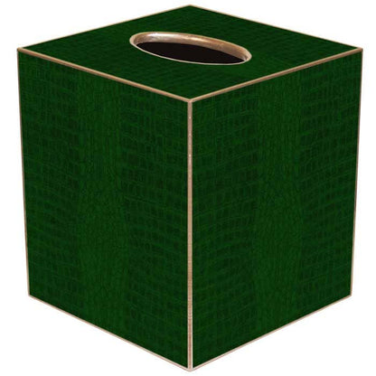 Green Crock Tissue Box Cover: Paper Mache