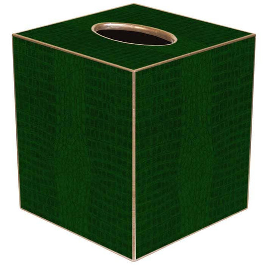 Green Crock Tissue Box Cover: Paper Mache