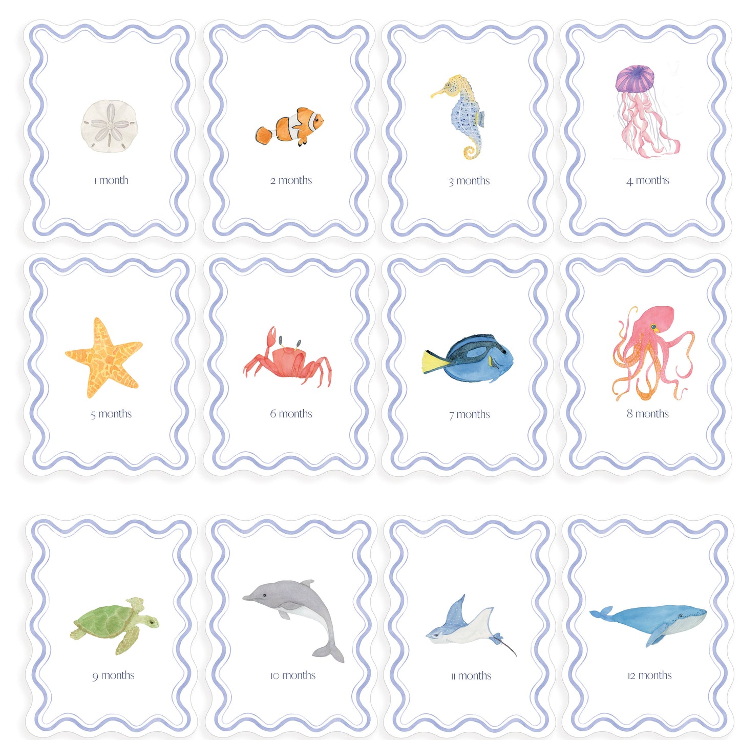Monthly Milestone Cards: Floral Number
