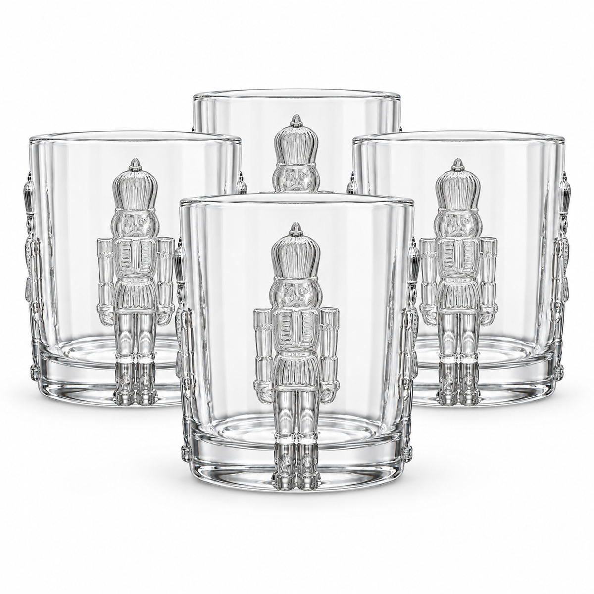 Nutcracker Icon Clear Crystal DOF Glass, Set of 4 - Holiday