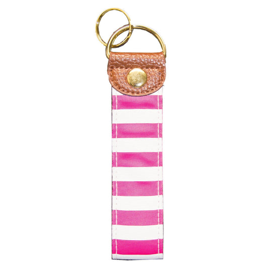 Stripe Snap Key Fob: Pink Keyring