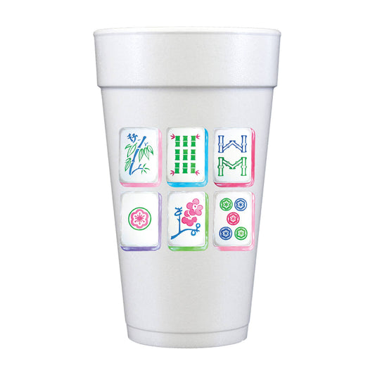 Mahjong Full Color Foam Cups - Games