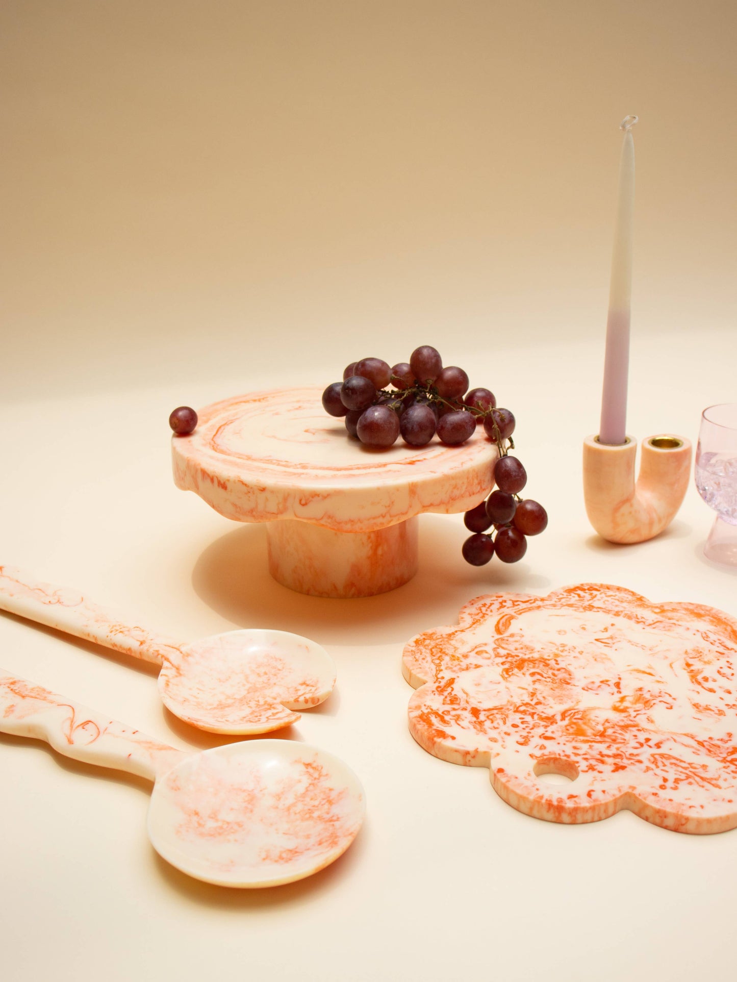 Pink Scallop Resin Cake Stand | Hand-Poured Resin