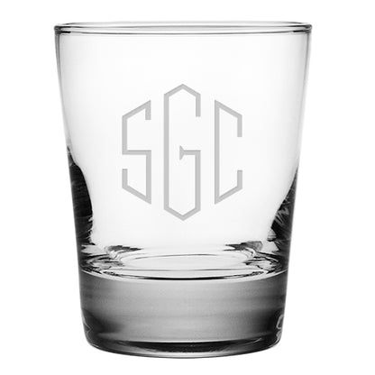 Heavy Base Geo Double Old Fashion - Hand Cut - Classic Monogram Set of 4