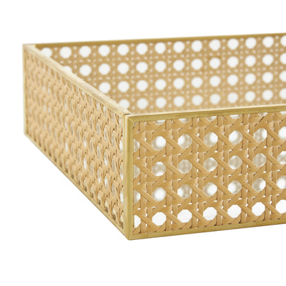 Traditional Brown Rattan Tray Set