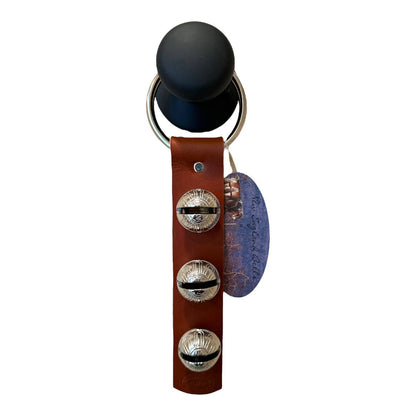 Traditional Strap Bells -  #2 Size Bells - 3 Bells on Strap: Green / Brass