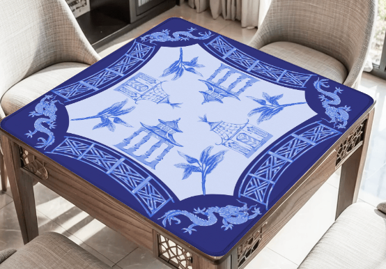 Watercolor Pagoda Mahjong Mat: Green