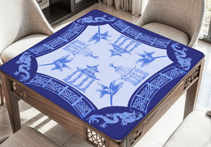Watercolor Pagoda Mahjong Mat: Green