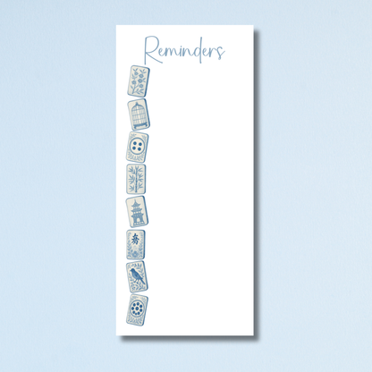 Watercolor Chinoiserie Mahjong Tile Rectangle Notepad : Things To Do Before Mahjong
