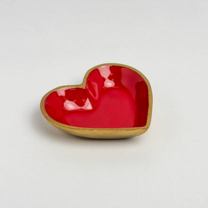 Gold Heart Red Enamel Bowl