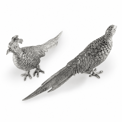 Pewter Pheasant Statuettes
