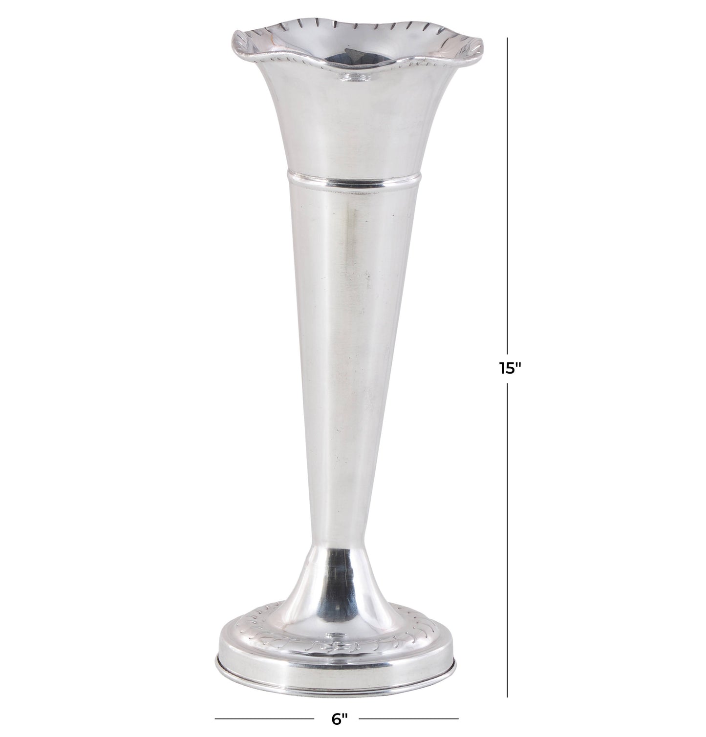 Traditional Silver Aluminum Fluted Vase