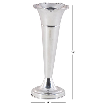 Traditional Silver Aluminum Fluted Vase