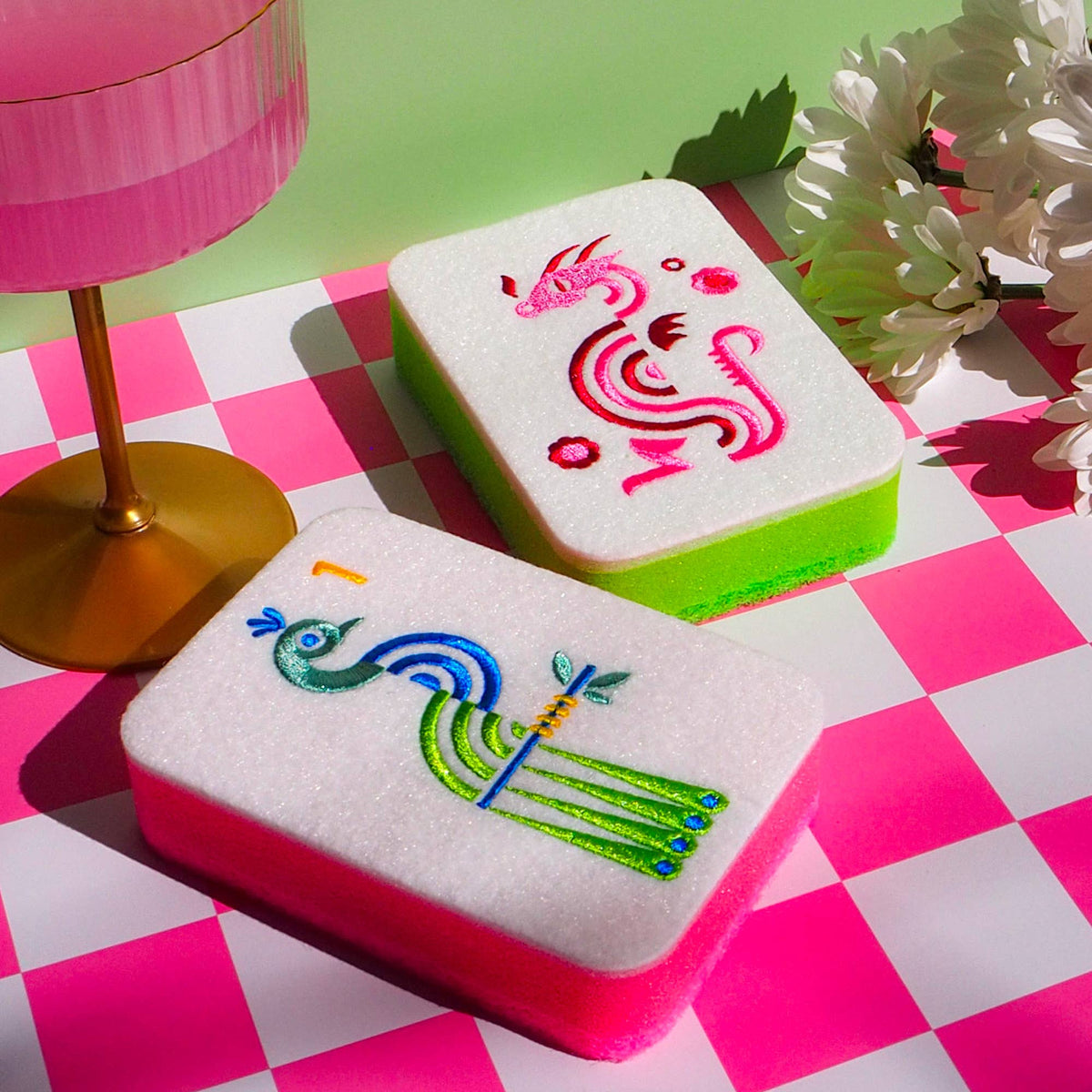 PLAY DIRTY Mahjong Tile Kitchen Sponges - Set of 2