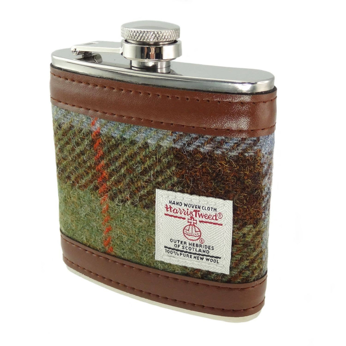 Harris Tweed 6oz Hip Flask - Multi Tartan Variations: MacLeod Tartan