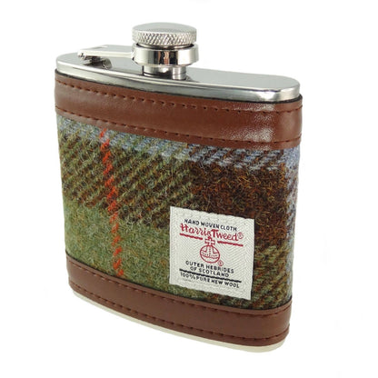 Harris Tweed 6oz Hip Flask - Multi Tartan Variations: MacLeod Tartan