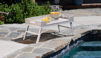 Artifacts Rattan™ Breakfast Tray & Table: White Wash