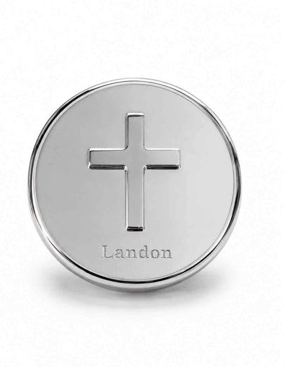Round Covered Box With Cross On Lid