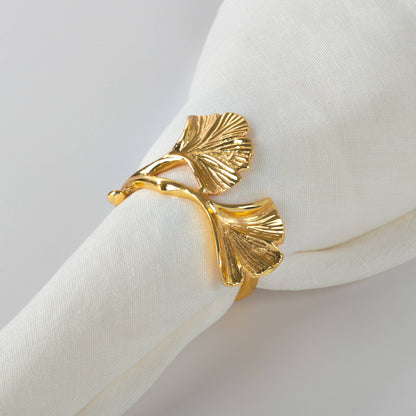 Gingko Napkin Ring: Gold Set of 4