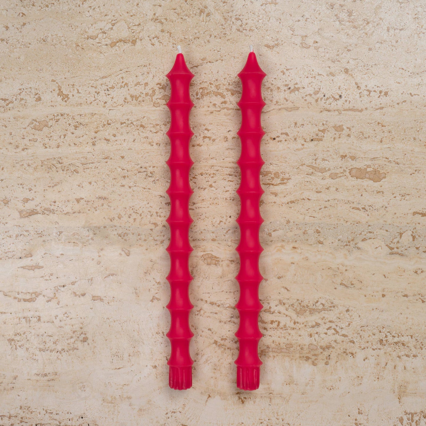 Bamboo Taper Beeswax Candles - A Pair: Dragonfruit Pink