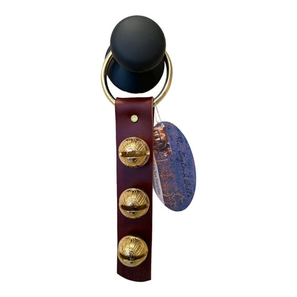 Traditional Strap Bells -  #2 Size Bells - 3 Bells on Strap: Green / Brass