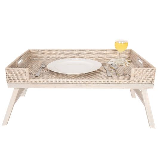 Artifacts Rattan™ Breakfast Tray & Table: White Wash