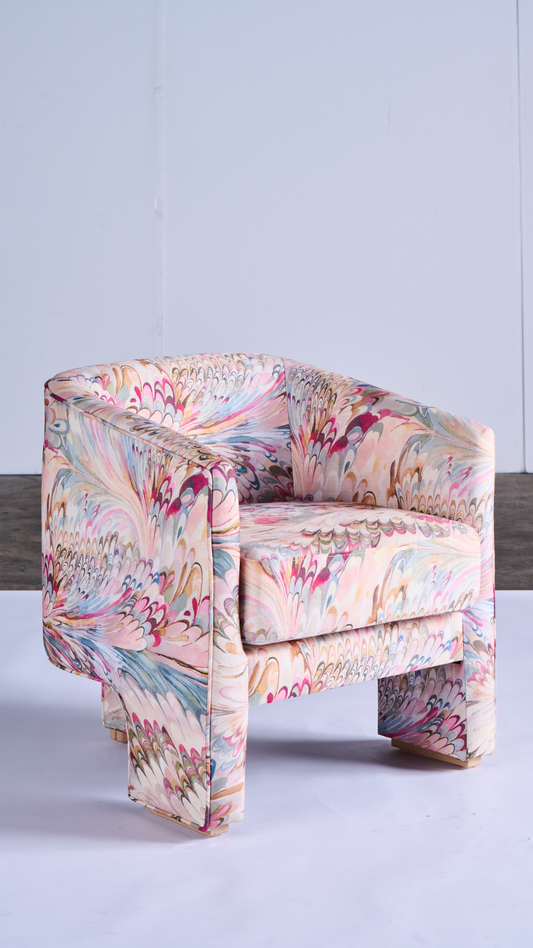 FURN 3-Leg Dining Chair - Pink Marble SOLD as a PAIR