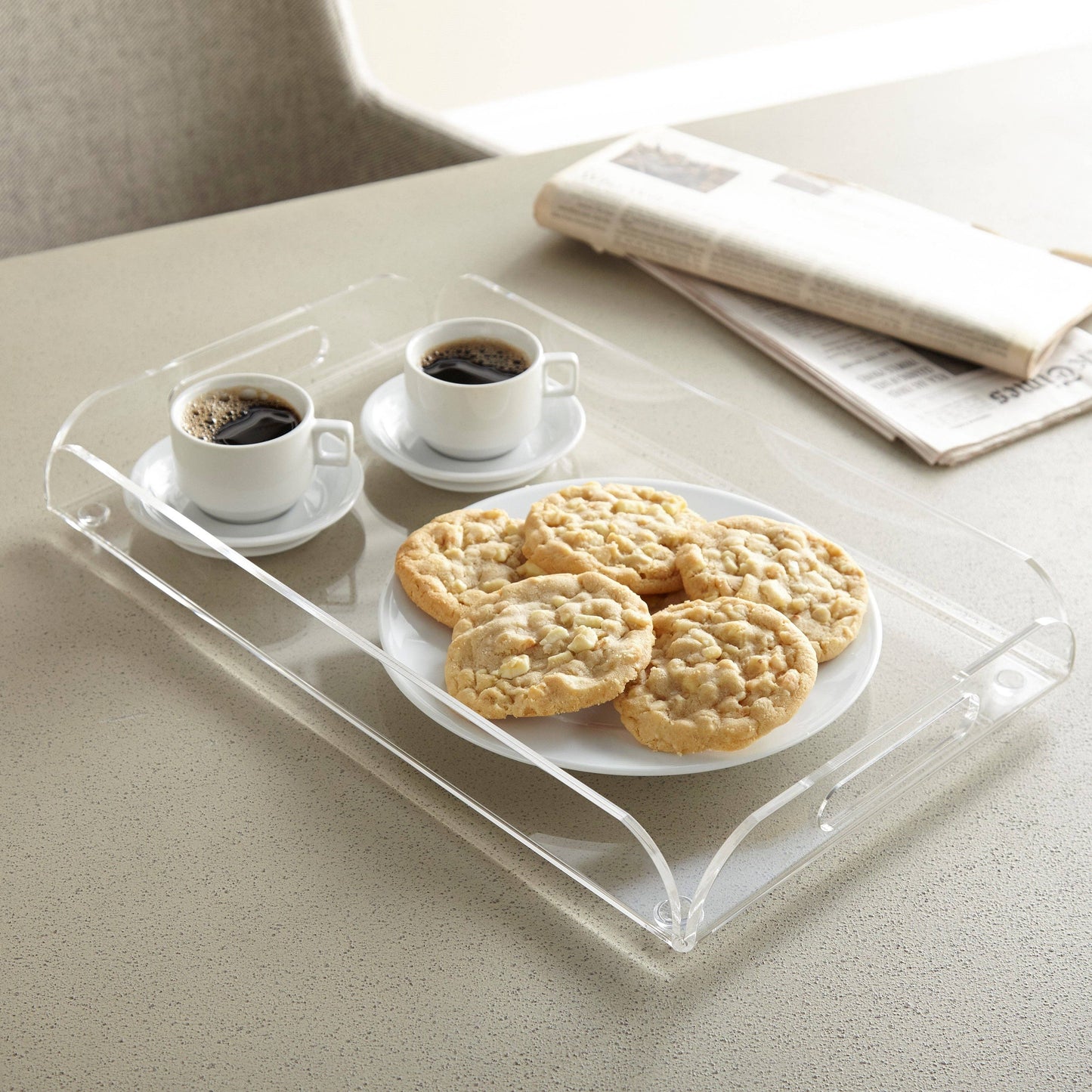 Classic Acrylic Serving Tray with Handles