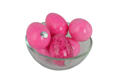 Set of 6 Pink Alabaster Stone Eggs 2.5" x 1.5"