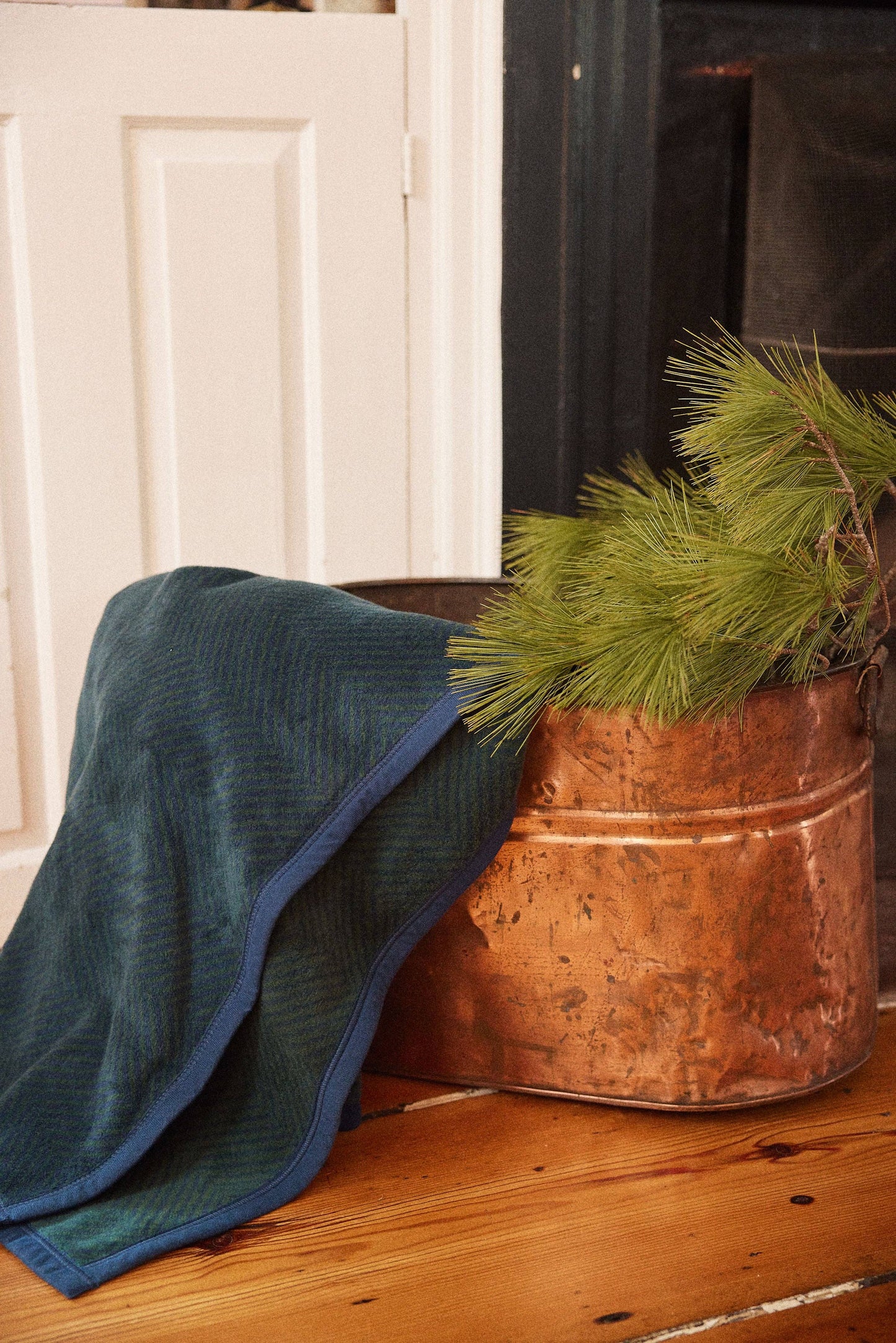 Harborview Herringbone Blue Spruce Blanket: Original