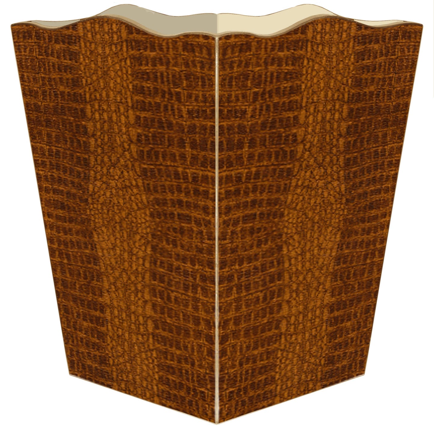 Handmade Mock Crock Wastepaper Trashcan: Scalloped Top
