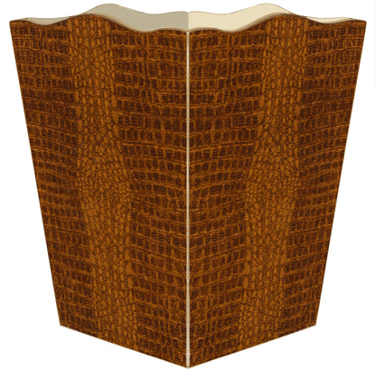 Handmade Mock Crock Wastepaper Trashcan: Scalloped Top