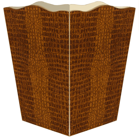 Handmade Mock Crock Wastepaper Trashcan: Scalloped Top