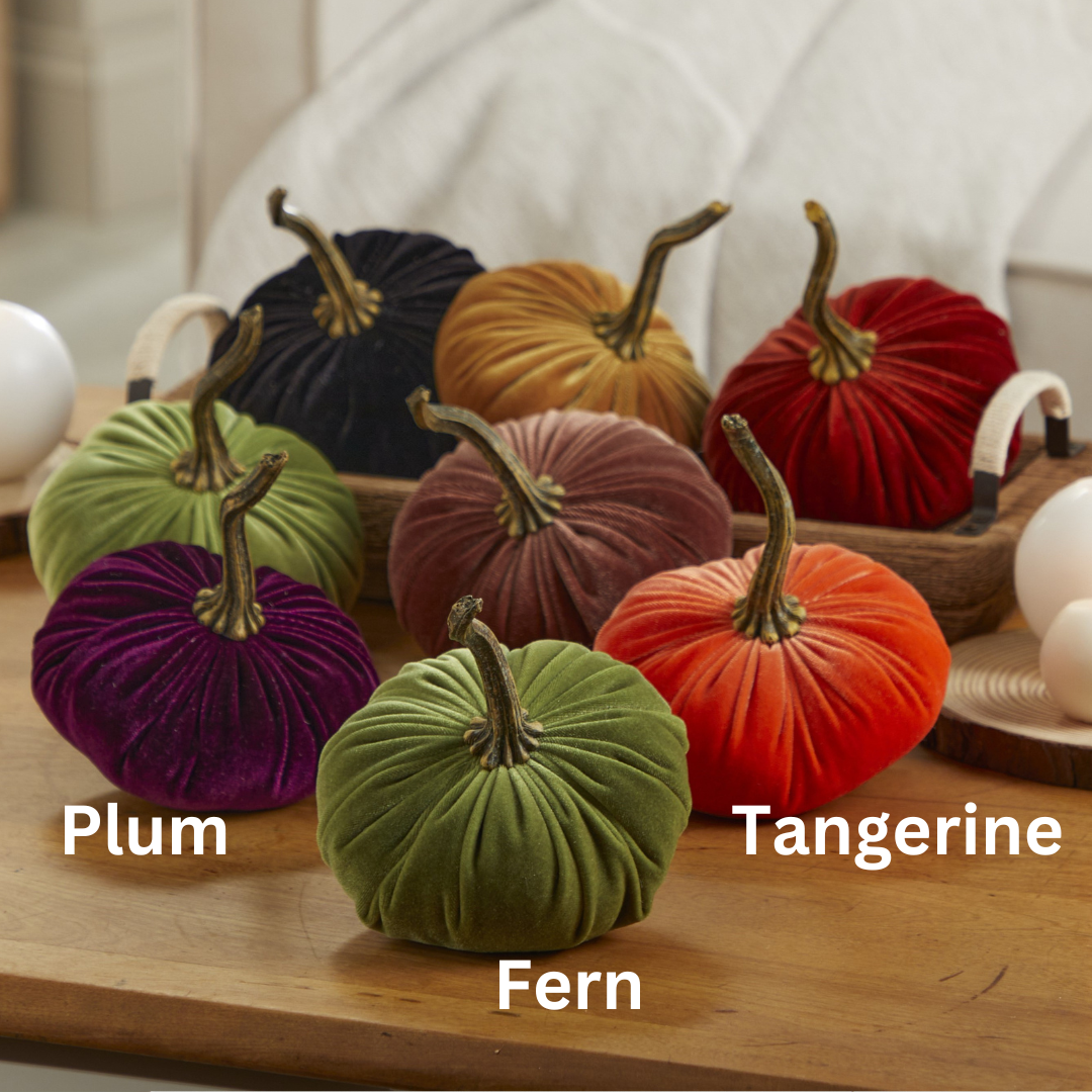 Pumpkin Small Velvet, Valentine's mantel, Autumn table, Gift: Sage