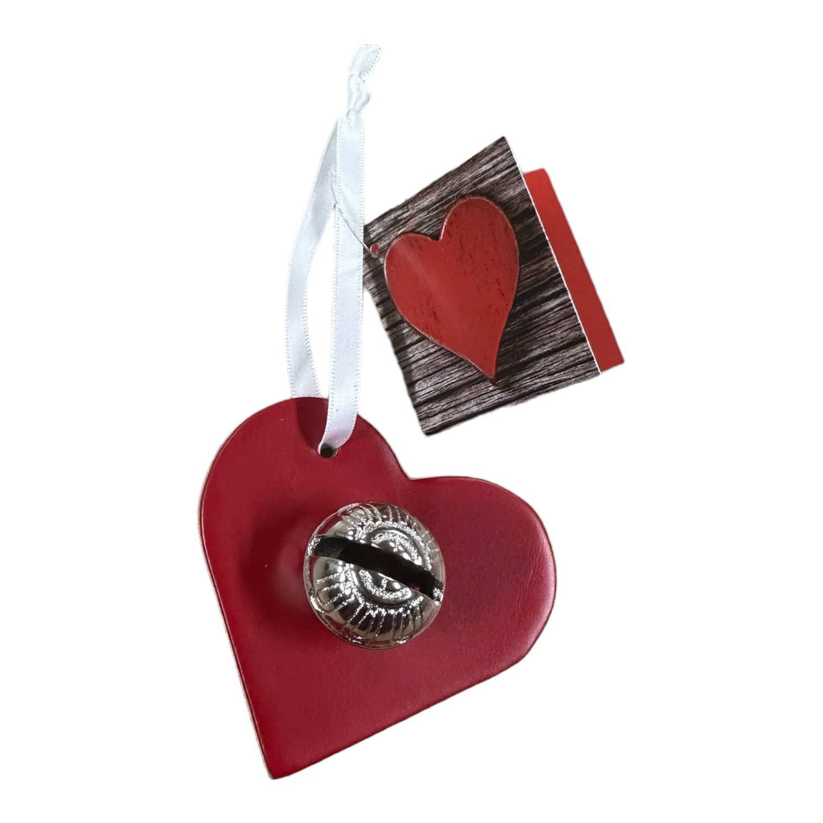 Heart Keepsake Bell with White Ribbon: Brass