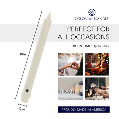 Colonial Candle Classic Taper-Unscented-10in-Ivory