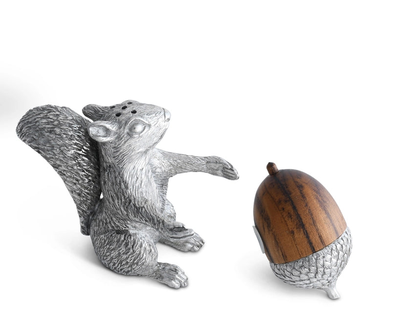 Squirrel with wood Acorn Salt and Pepper