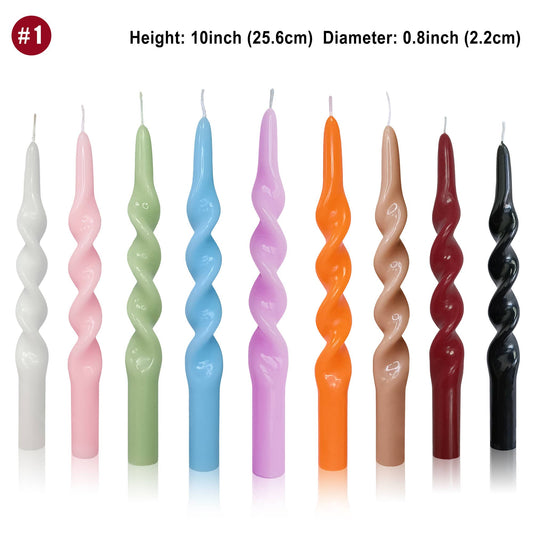 Model #1 Handmade Home Decor Spiral Tapered Candles: Green / 2pcs