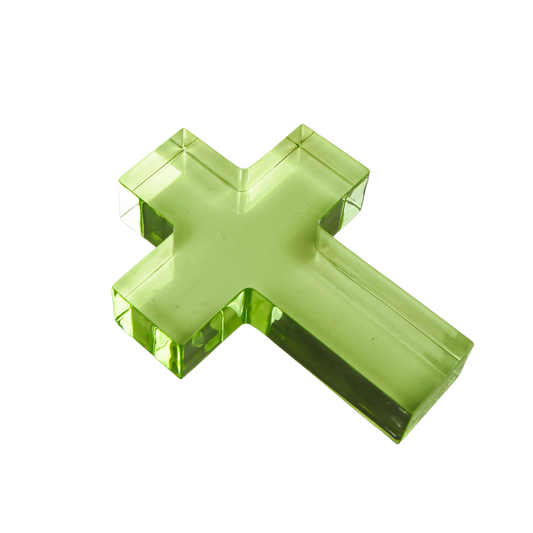 Small Green Cross Acrylic Weight