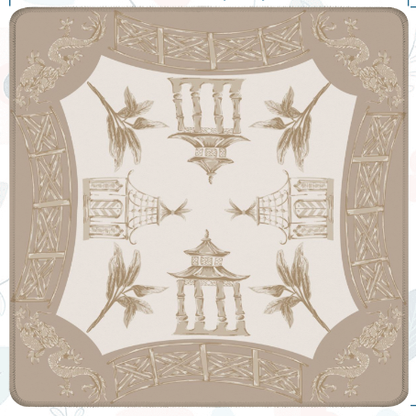 Watercolor Pagoda Mahjong Mat: Green