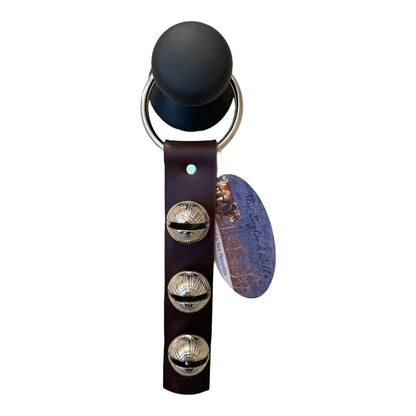 Traditional Strap Bells -  #2 Size Bells - 3 Bells on Strap: Green / Brass