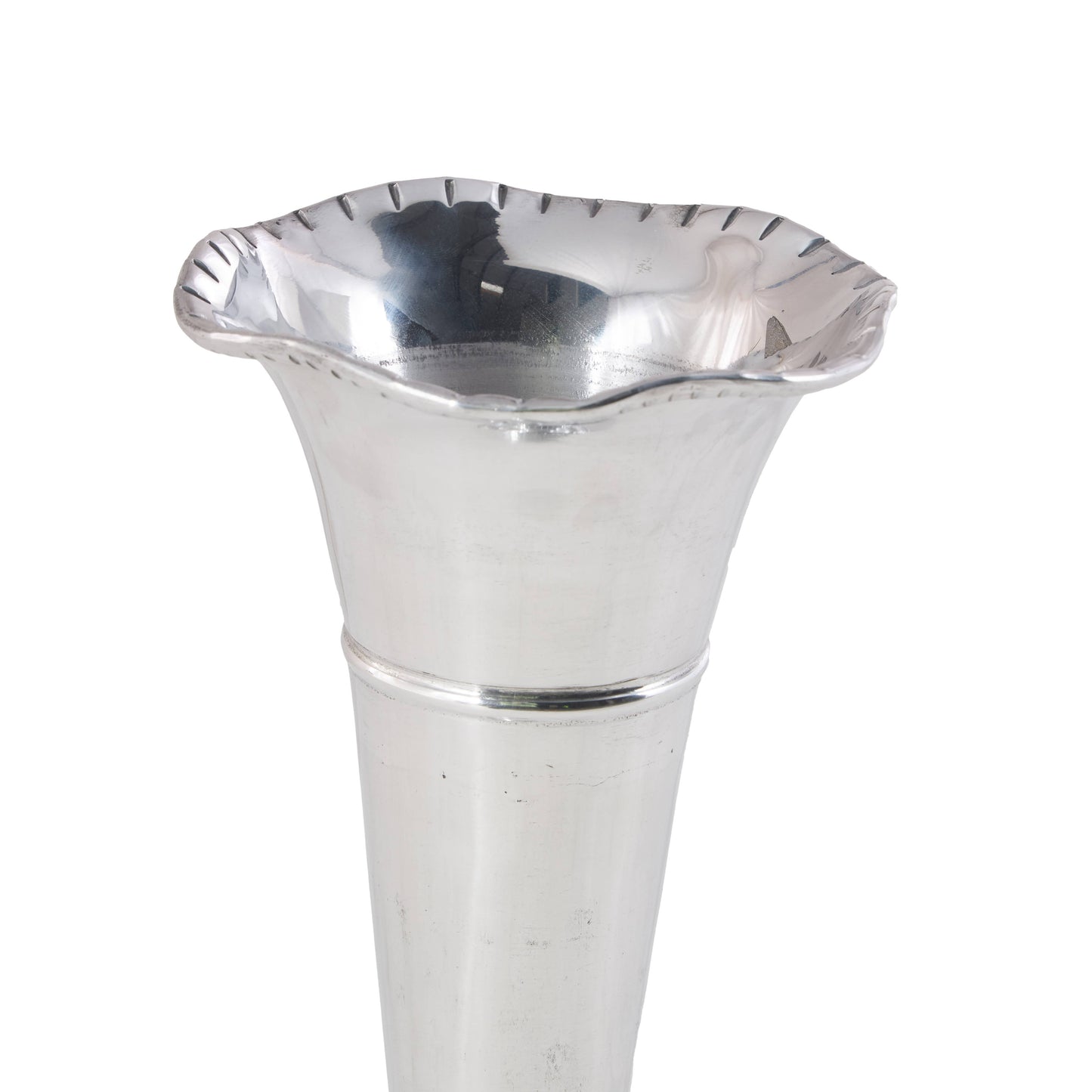 Traditional Silver Aluminum Fluted Vase