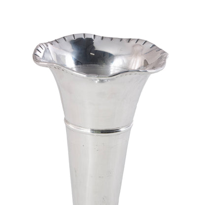 Traditional Silver Aluminum Fluted Vase