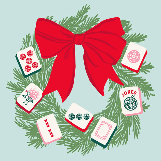Holiday Cocktail Napkins | Mahjong Wreath Set of 20