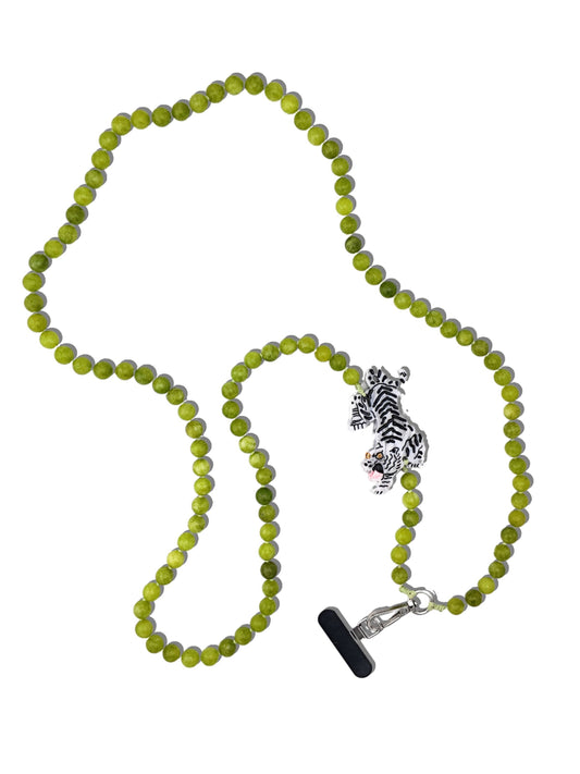 Hand-painted Tiger Gemstone Crossbody Phone Chain
