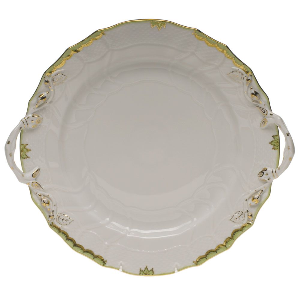 Herend Princess Victoria Green Chop Plate with Handles