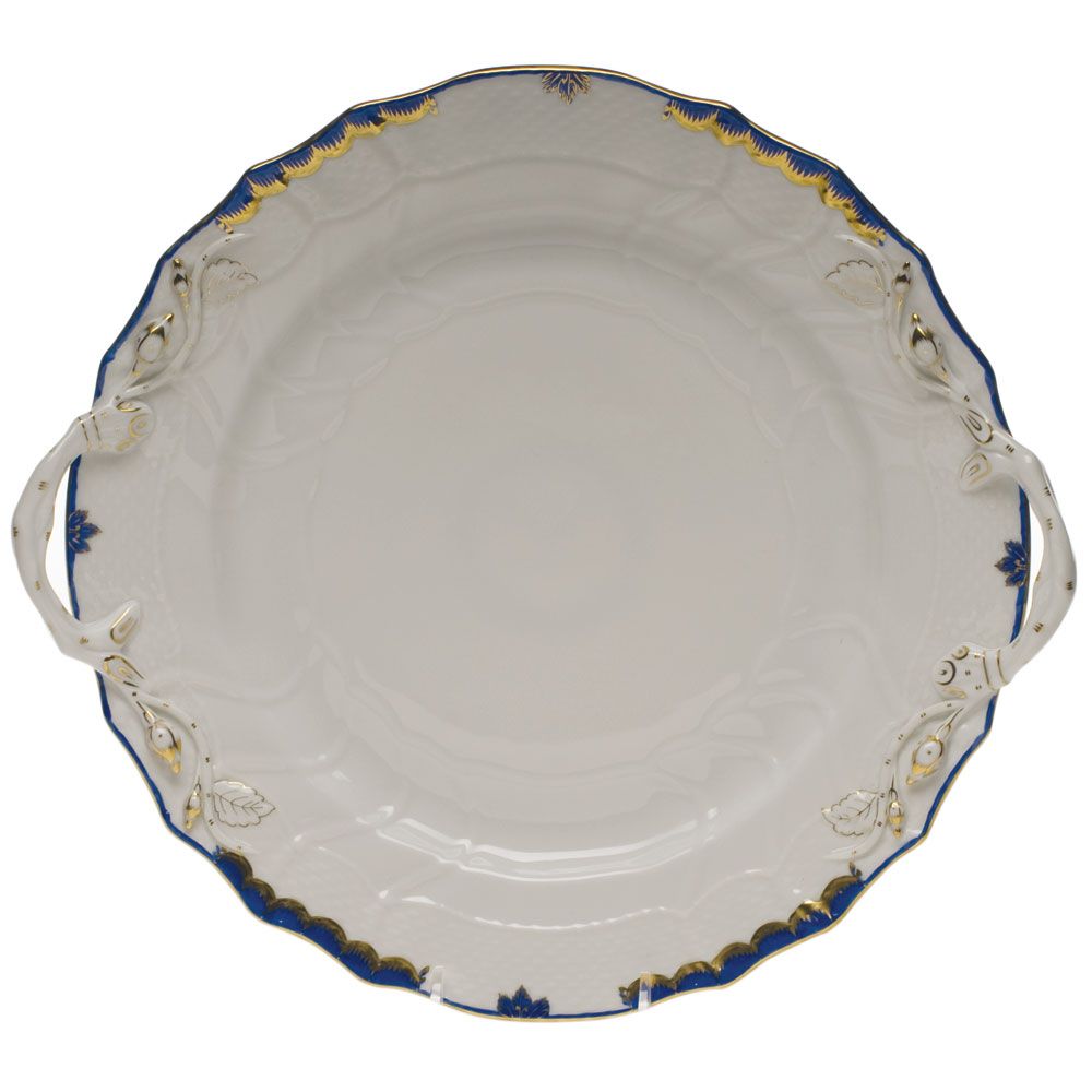Herend Princess Victoria Blue Chop Plate with Handles
